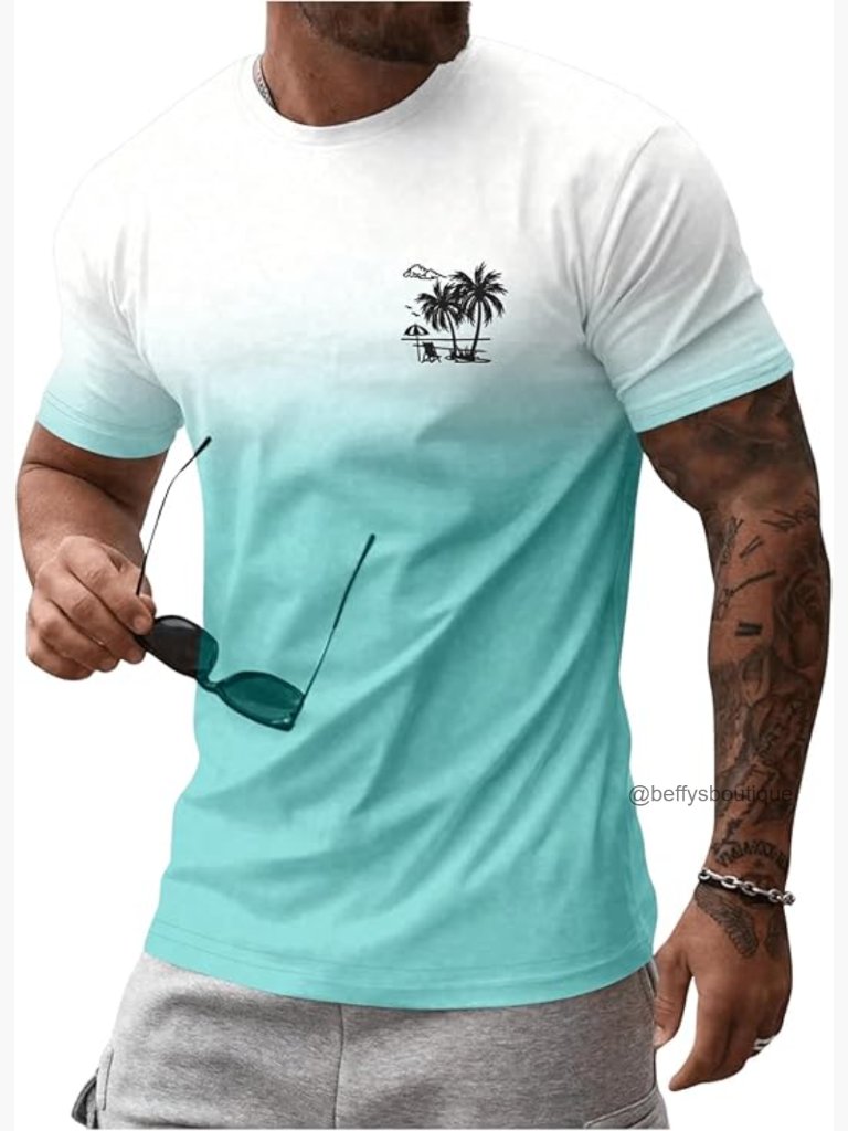 Men's Short Sleeve Graphic Tee Crewneck Top Lightweight Polyester Summer Casual